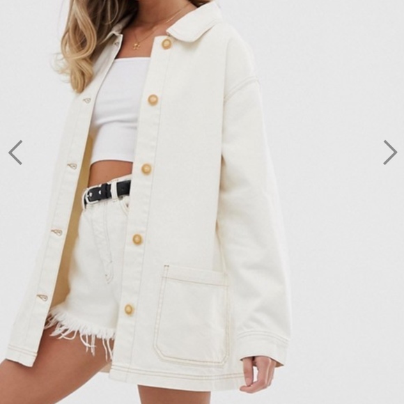 pull and bear white denim jacket